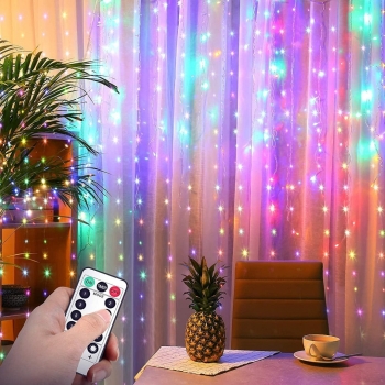 Kurtyna świetlna RGB 3x3m 300 diód LED pilot 8 try [2312000007506]